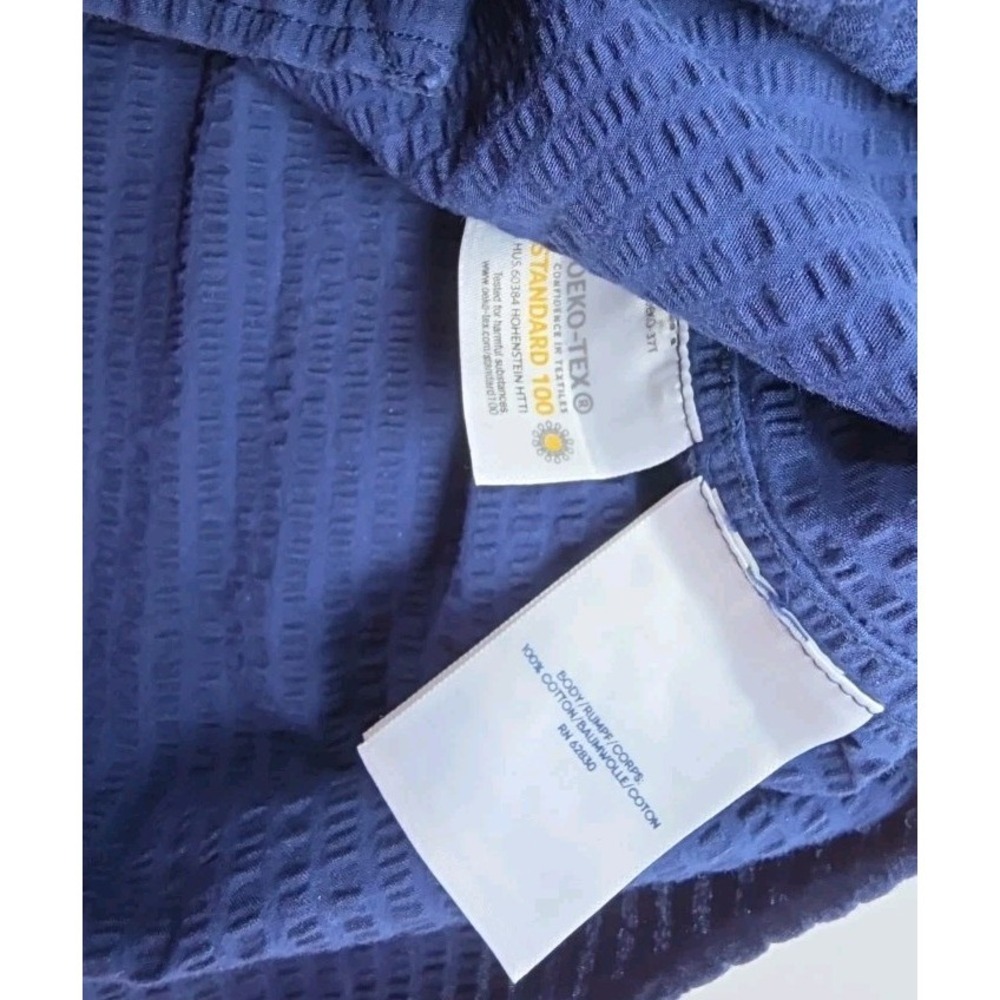Lands' End Men's L -42-44 Seersucker Short Sleeve Button Down Shirt BLUE - Picture 8 of 10